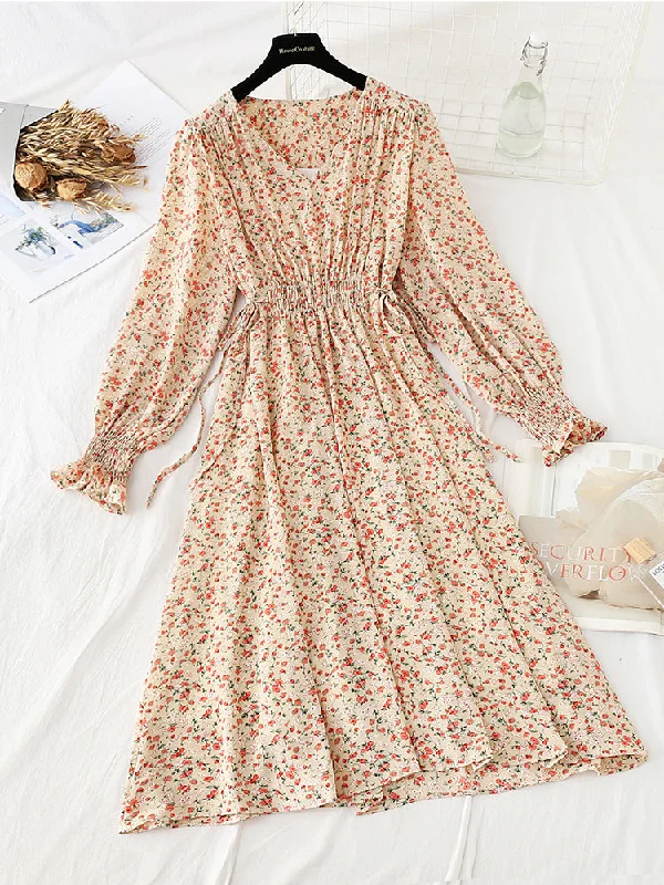 Modern Women's Clothes The floral dress is gentle and thin, and it fits inside  4796