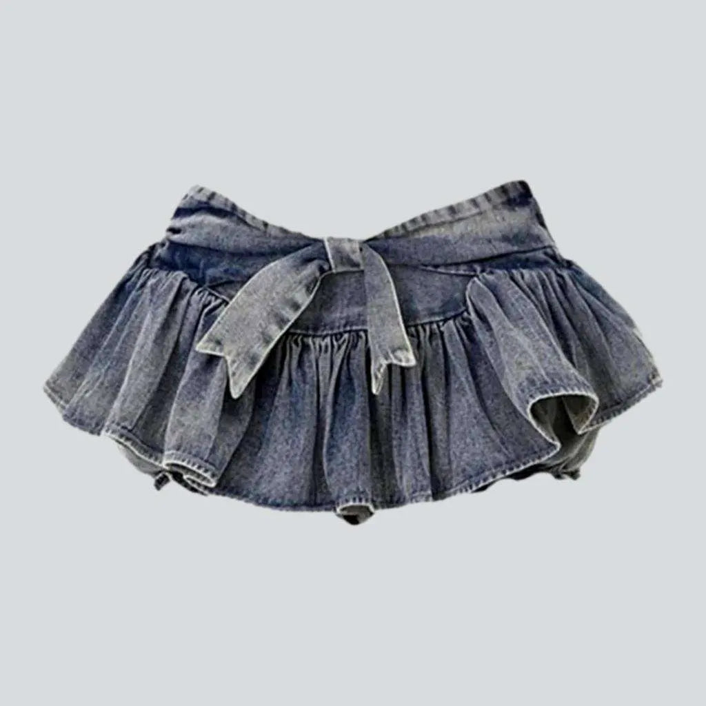 Casual Clothing For Women Ultra short pleated jean skirt