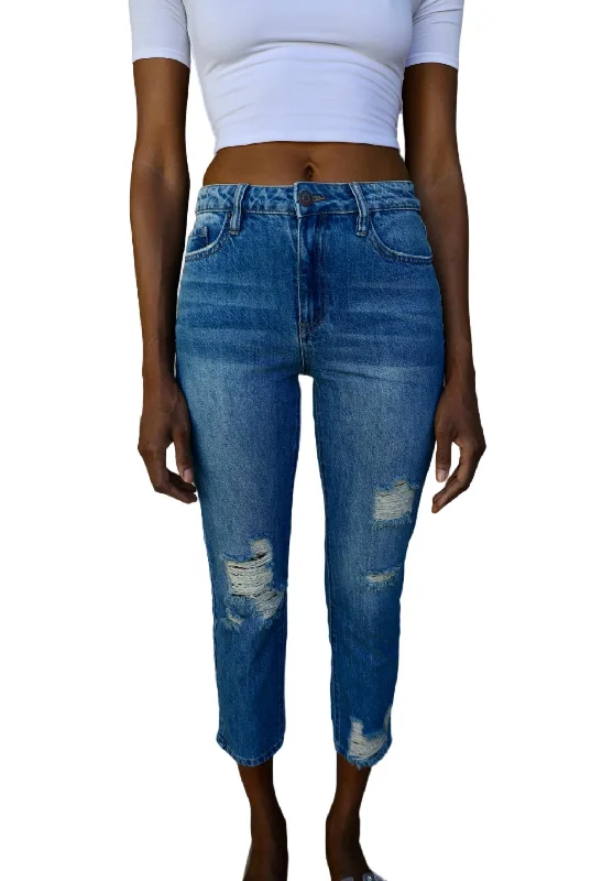 Online Impressions Boutique Sandy High-Rise Mom Fit Jeans In Blue