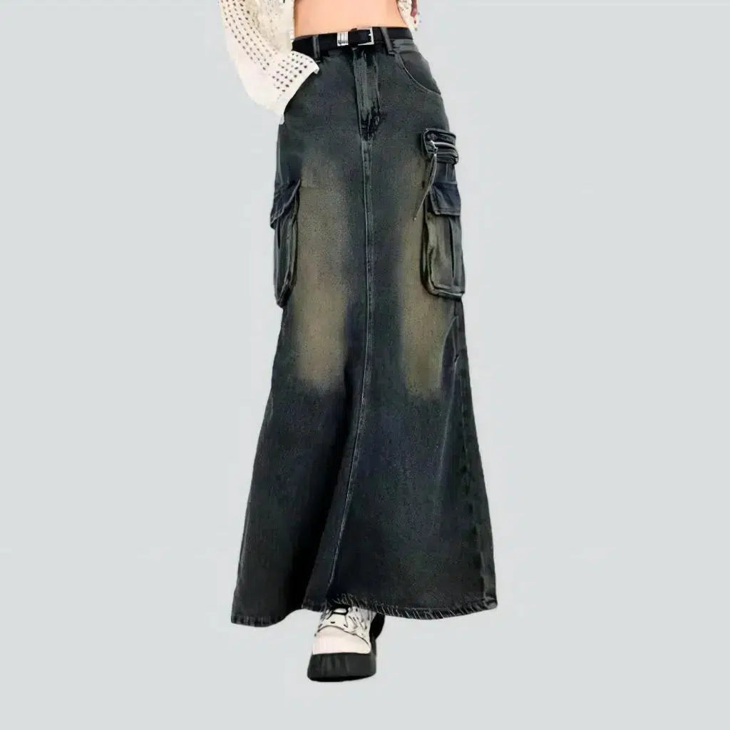 Tailored Clothing For Women Voluminous back-slit women's jean skirt