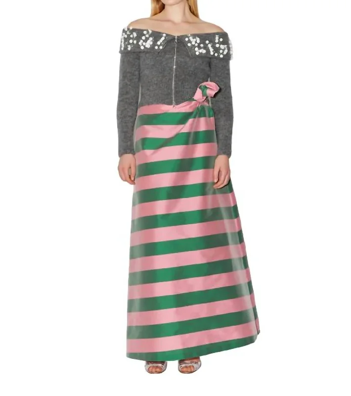 Women's Athletic Clothes Carlotta Striped Skirt In Winter Pink/pine Green