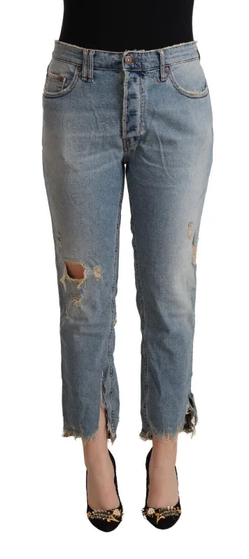 Sustainable Women's Clothing CYCLE  Distressed Mid Waist Cropped  Women's Jeans