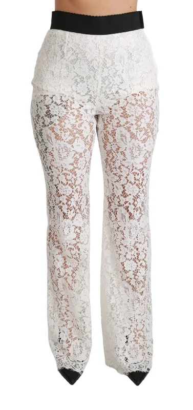 VIP Member Discount Dolce & Gabbana Elegant  Lace High Waist Women's Pants