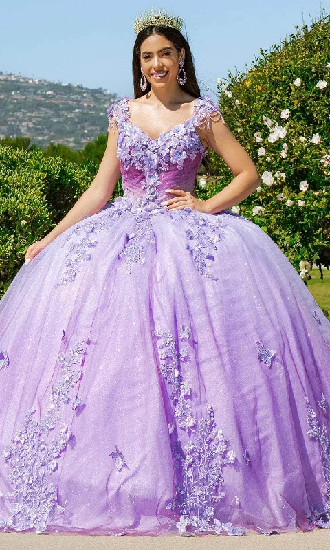 Trendy Boutique Online Cinderella Couture 8088J - Cap Sleeve 3D Floral Embellished Ballgown