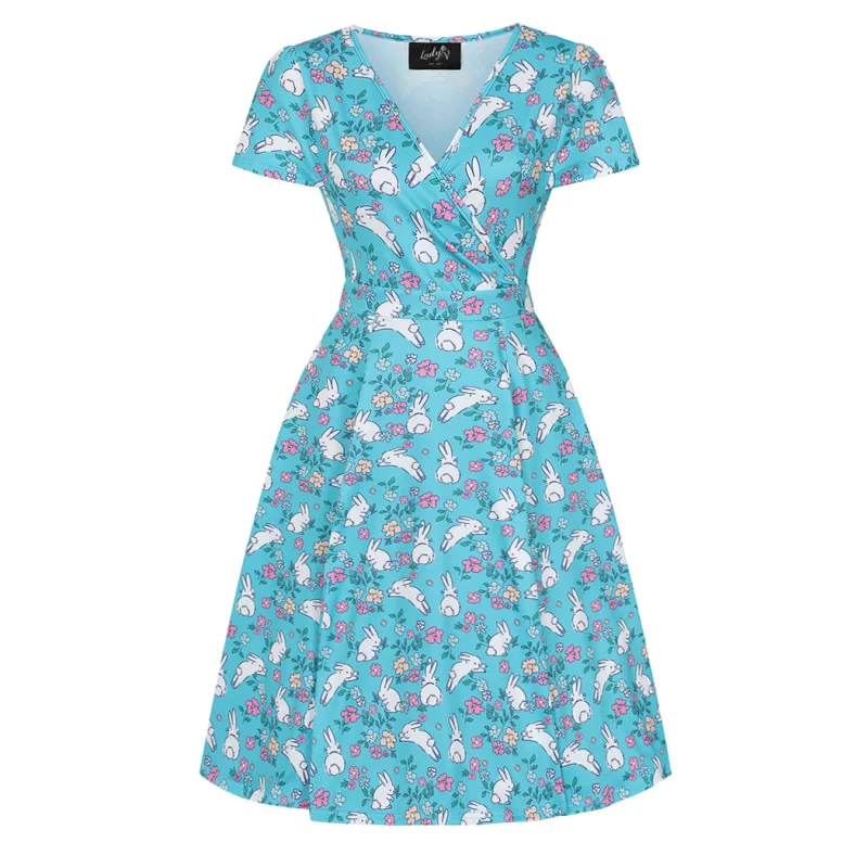 Women's Formal Event Outfit Lyra Mini Dress - Blue Bunnies