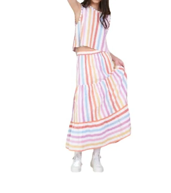 Women's Resort Apparel Maya Skirt In Rainbow Stripe