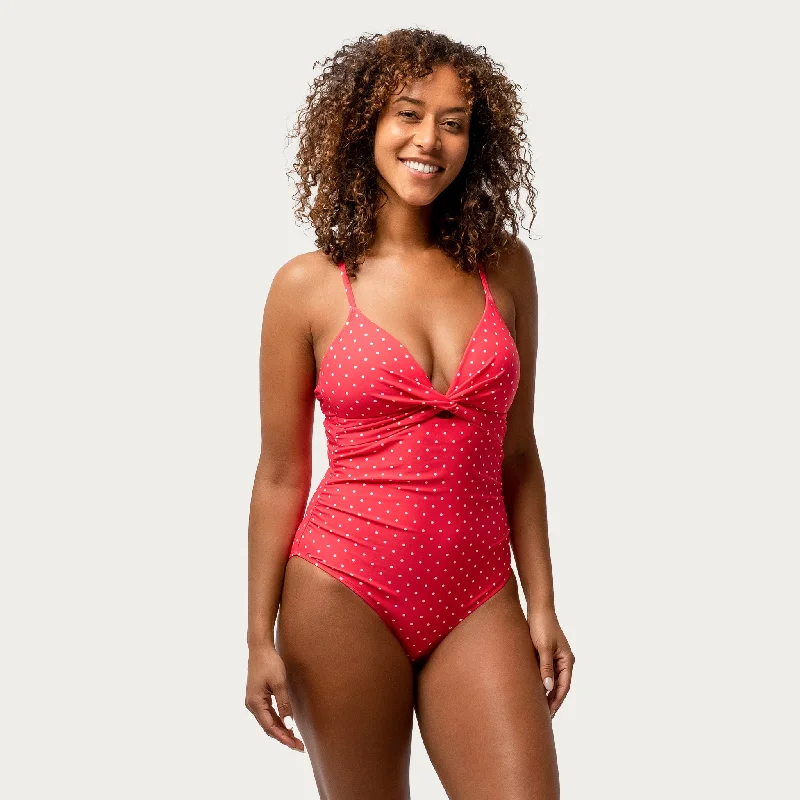 Bundle Offer Free Country Women's Polka Dot Twist Front One-Piece Swimsuit