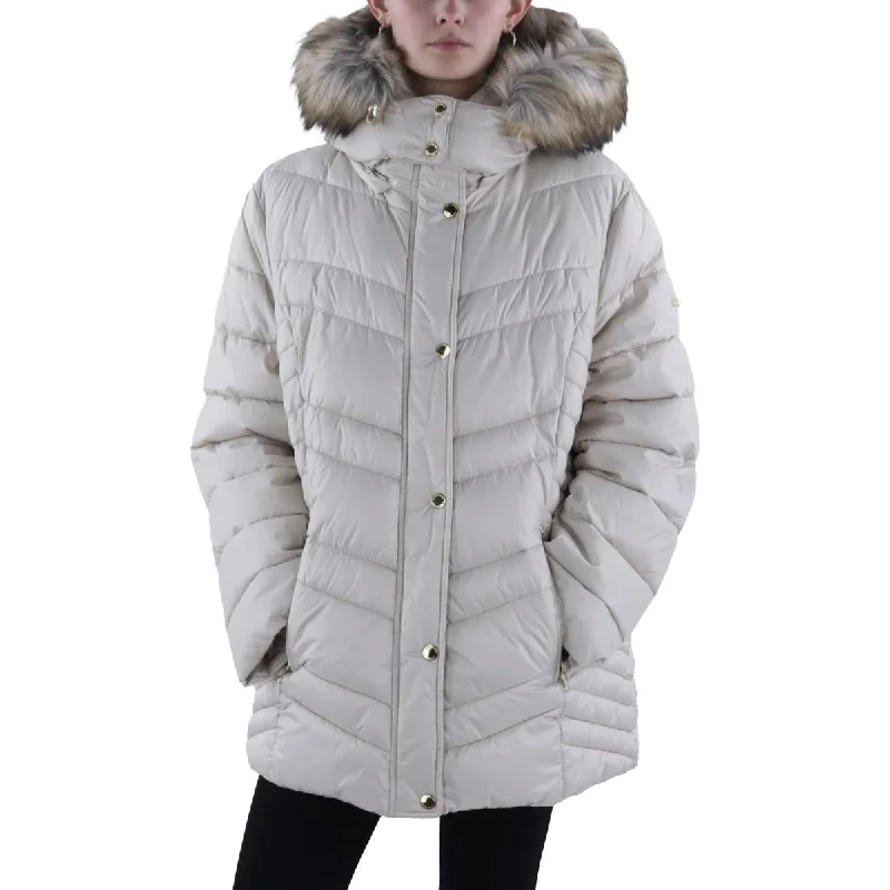 Women's Clothing Sets Womens Faux Fur Trim Hooded Puffer Jacket