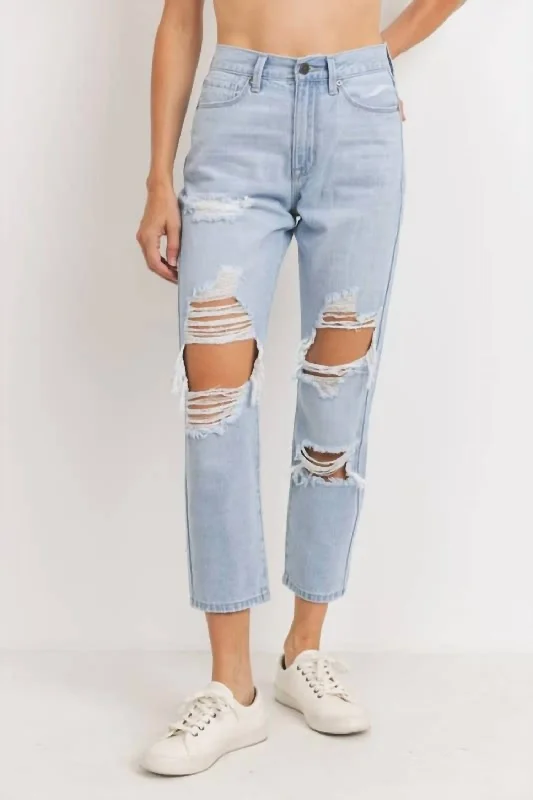 Best Online Women's Boutiques High Rise Destroyed Girlfriend Jean In Light Wash