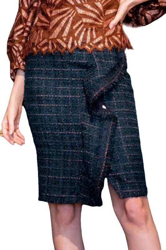 Exclusive Discount Tweed Pencil Skirt In Copper Teal