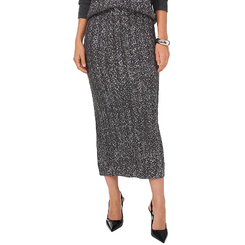 Women's Stylish Professional Garments Womens Metallic Cable Knit Midi Skirt