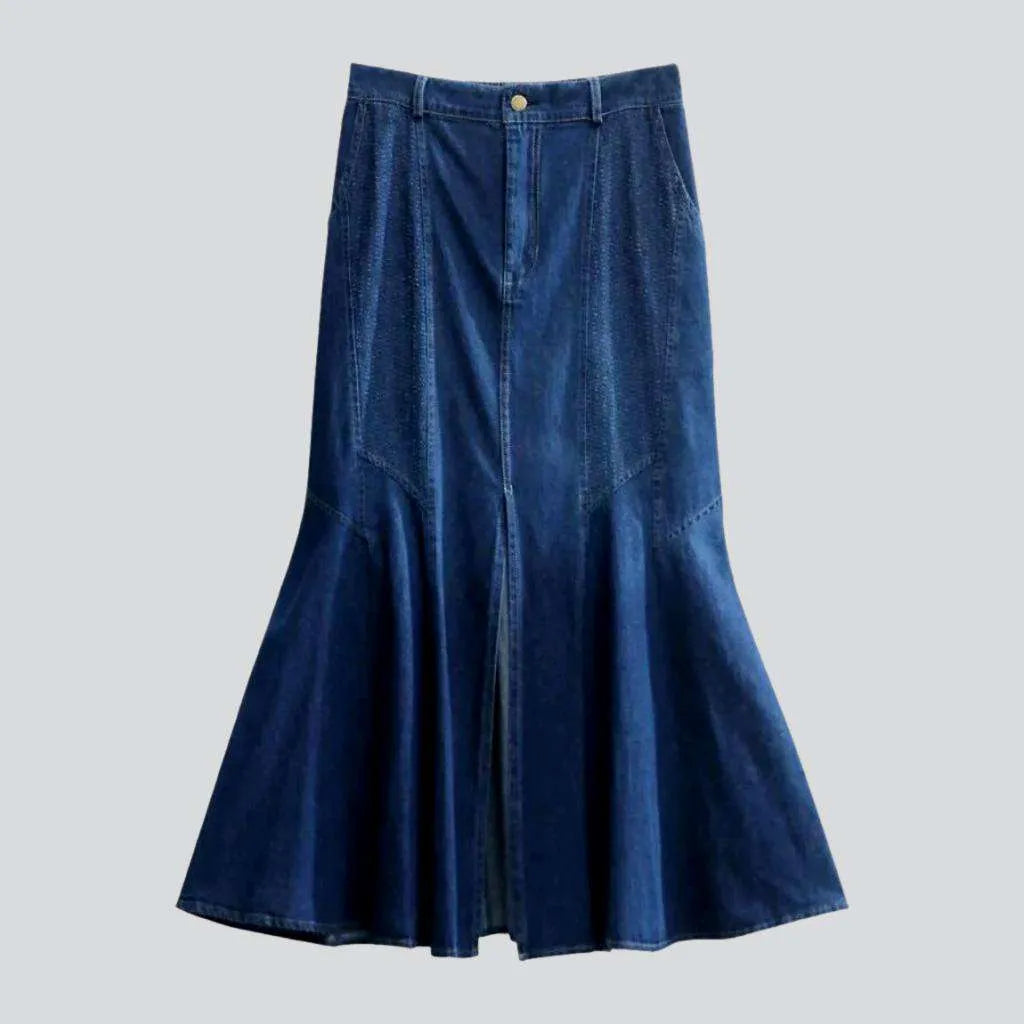 Women Wear Online High-waist slit women's denim skirt