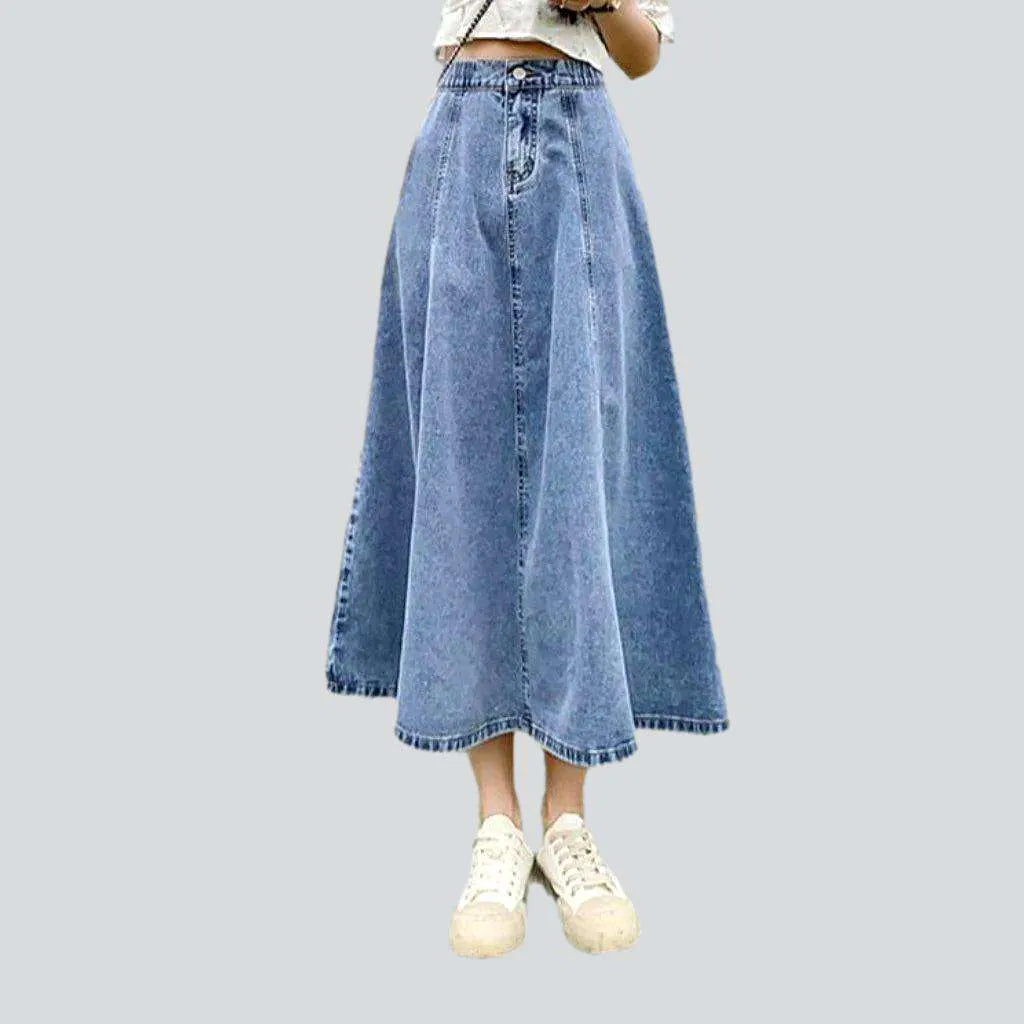 Women's Vacation Clothes Stylish flared long denim skirt