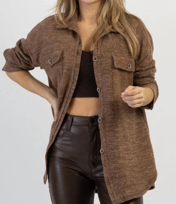 Casual Clothes For Women Woodstock Relaxed Shirt Jacket In Cocoa