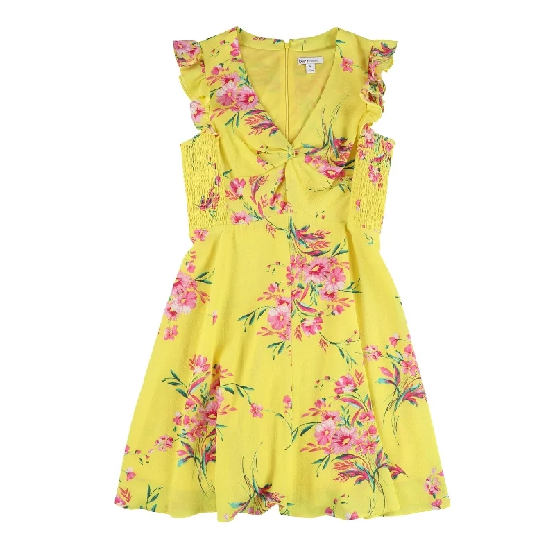 Clothing Woman bar III Womens Floral Fit & Flare Dress, Yellow, Medium