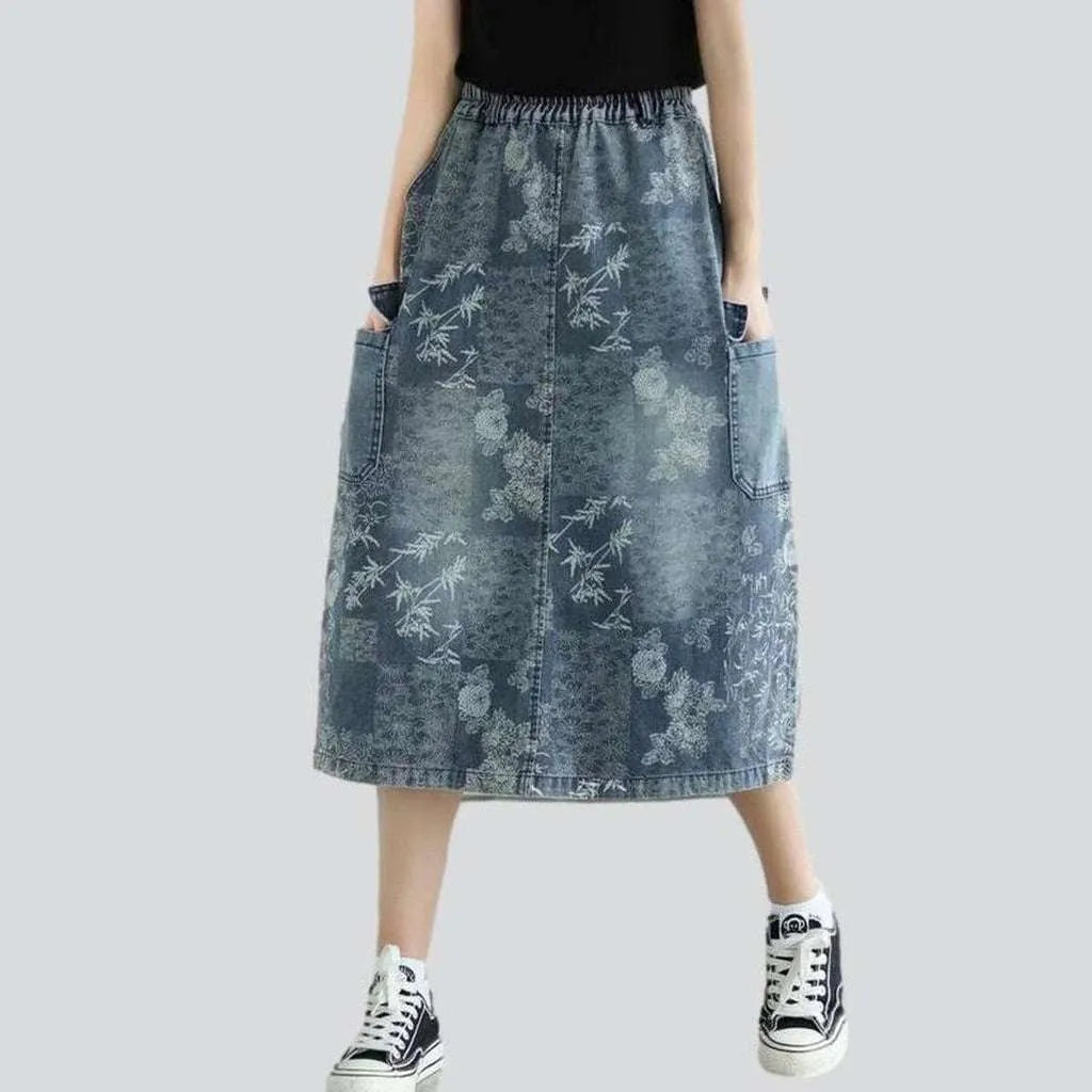 Sale For Women Cargo denim skirt with flowers