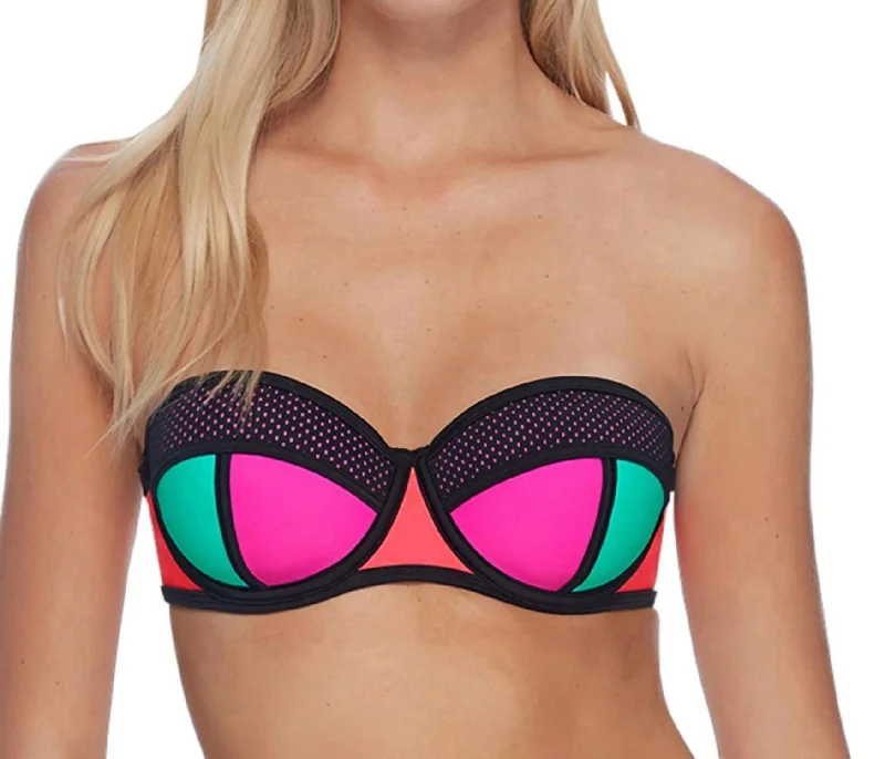 Women's Evening Wear for Special Occasions Fame Demi-Bust Bandeau Underwire Bikini Top In Bdg Borderline