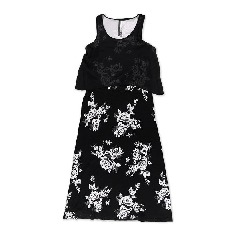 Best Boutiques Online Kensie Womens Floral Popover Sheath Dress, Black, X-Small