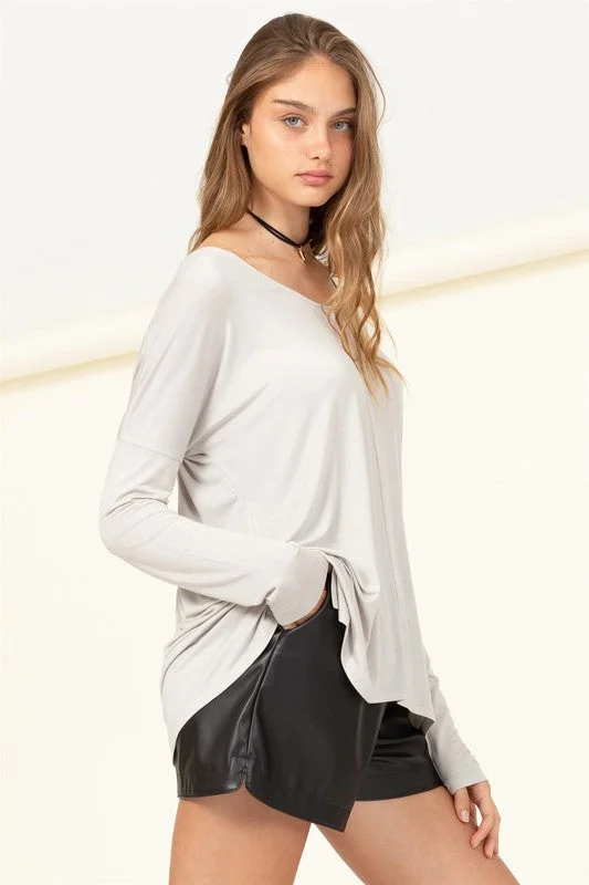 Luxury Women's Clothing Effortless Endeavor Oversized Long Sleeve Top