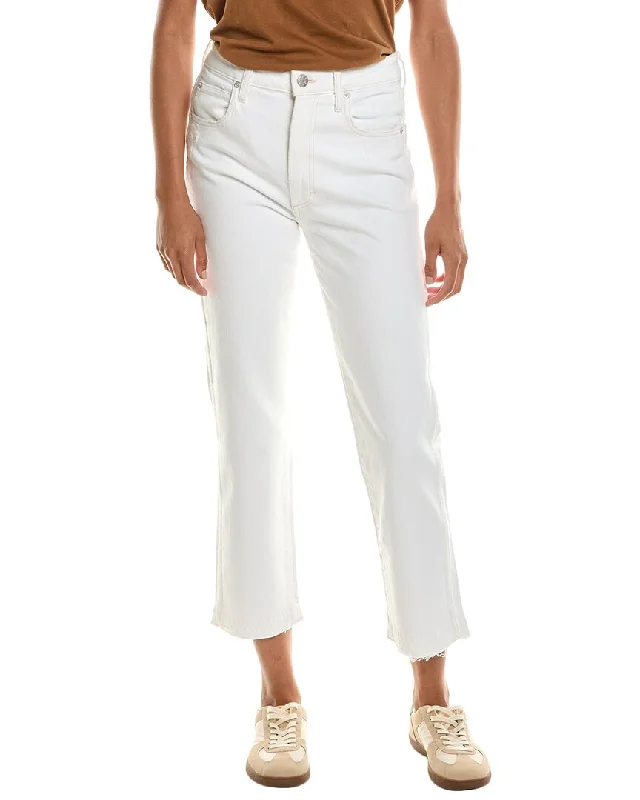 Affordable Trendy Clothes For Women AMO Chloe Released Hem White Sand Crop Jean