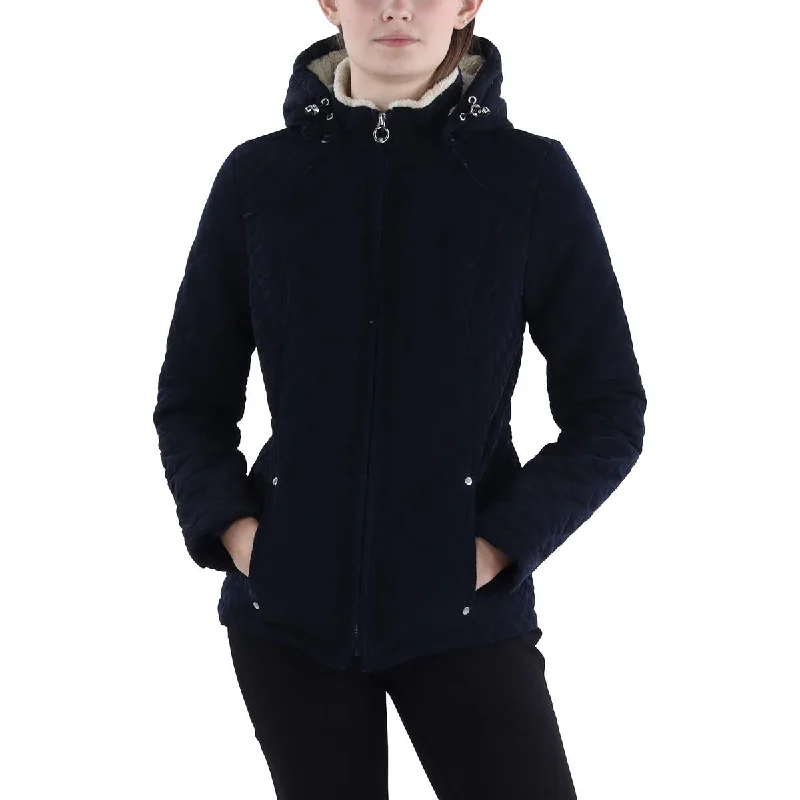 Timeless Women's Apparel Womens Faux Fur Hooded Quilted Coat