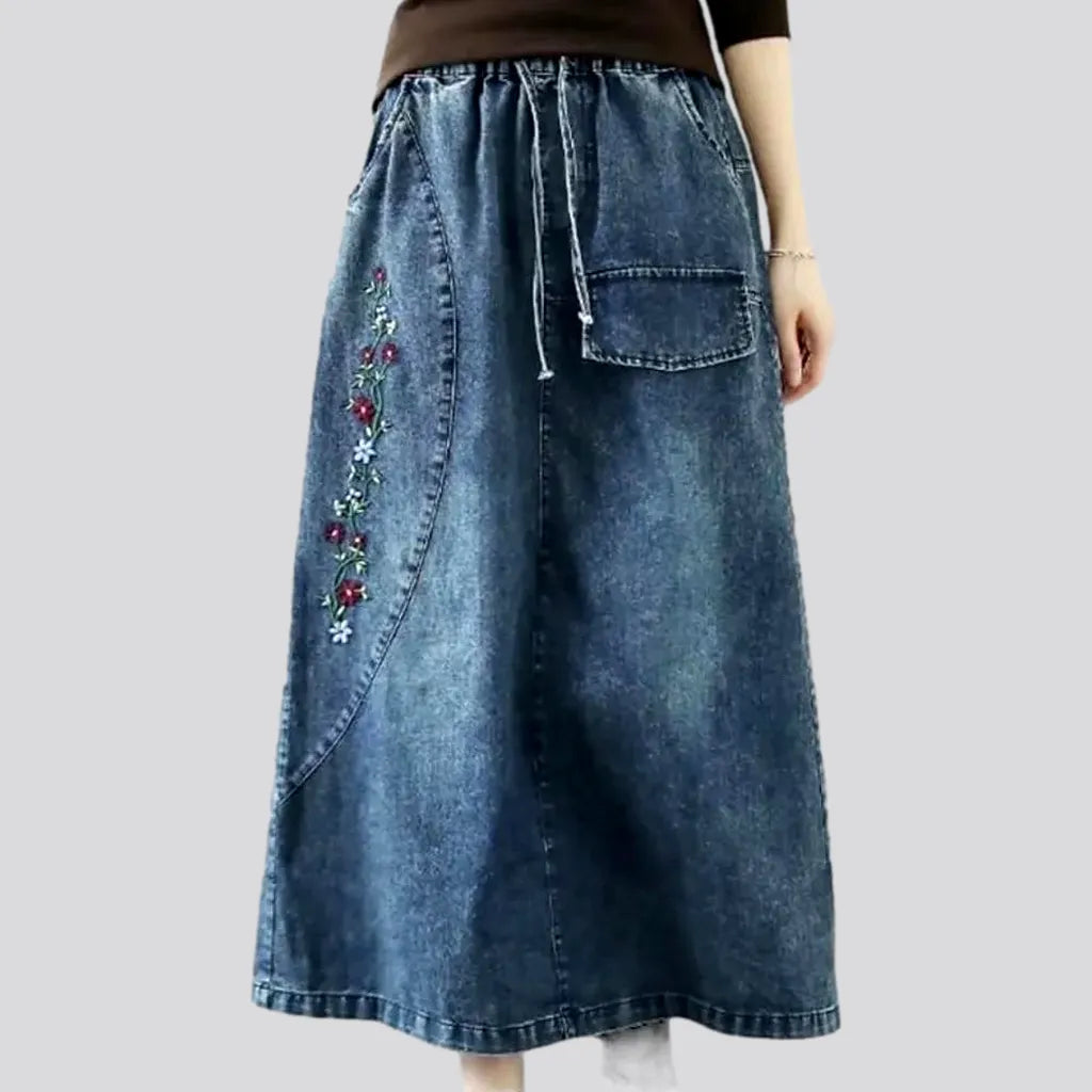 Women's Clothing Sets Long sanded jeans skirt for ladies