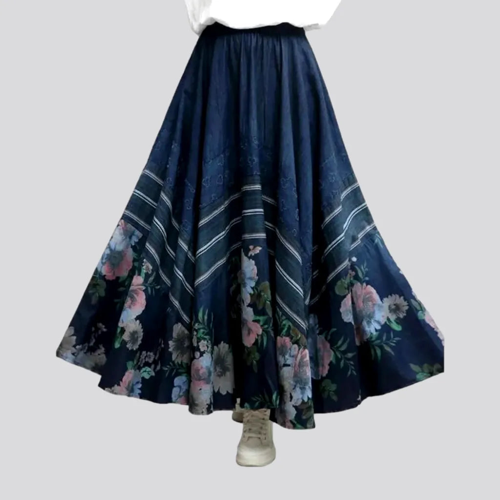 High-Fashion Women's Clothing Fit-and-flare high-waist jean skirt for women