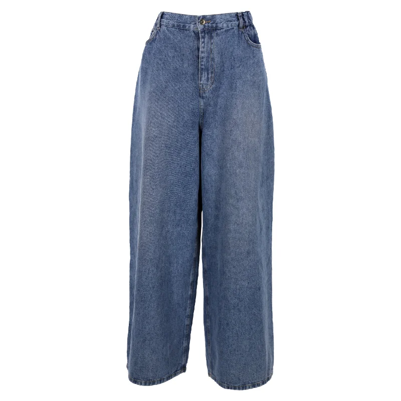 Clothing Woman The Frankie Shop Wide Leg Jeans in Blue Cotton Denim