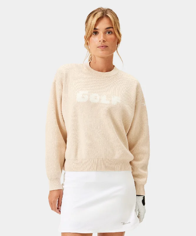 Clothes Of Woman Tan Golf Oversized Knit Sweater