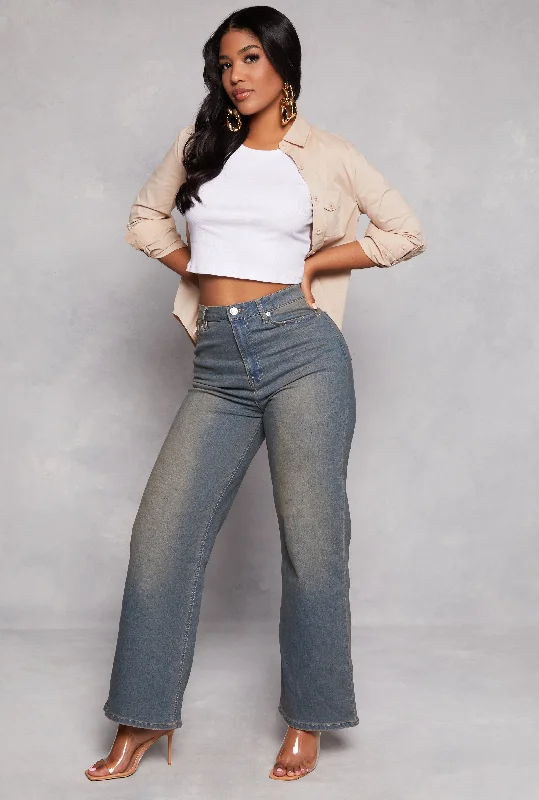 Fashionable Women's Clothing Almost Famous High Waist Wide Leg Jeans