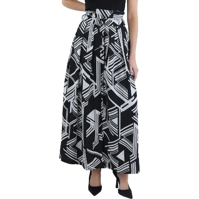 Women's Transitional Clothes Womens Printed Pleated Maxi Skirt