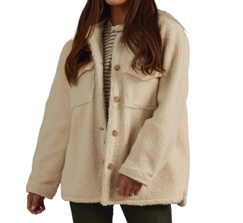 Women's Seasonal Attire Shearling Chore Coat In Natural