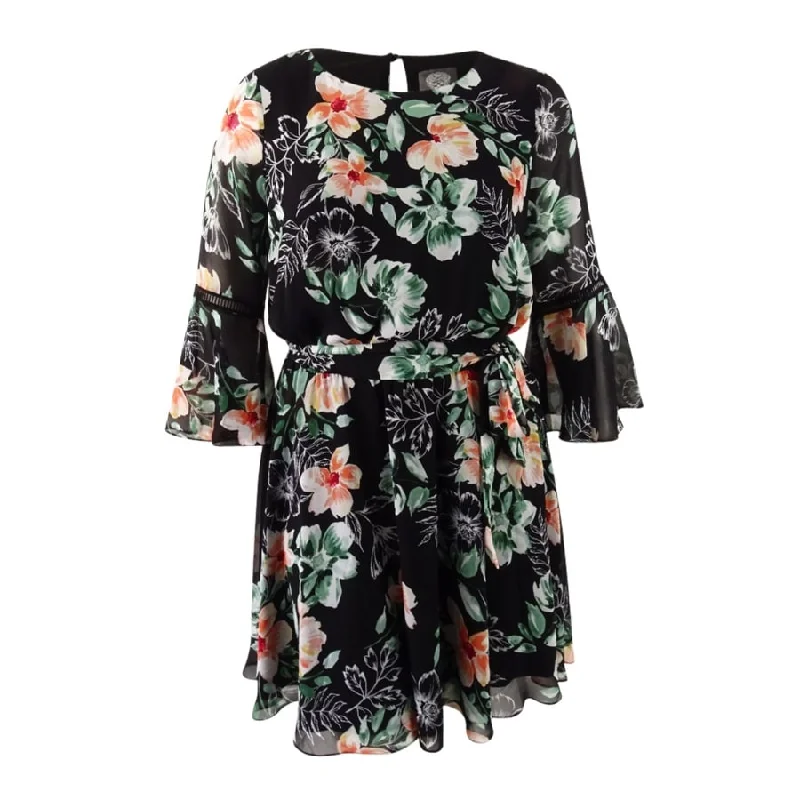 Fashion-Forward Women's Clothing Vince Camuto Women's Floral-Print Bell-Sleeve Dress