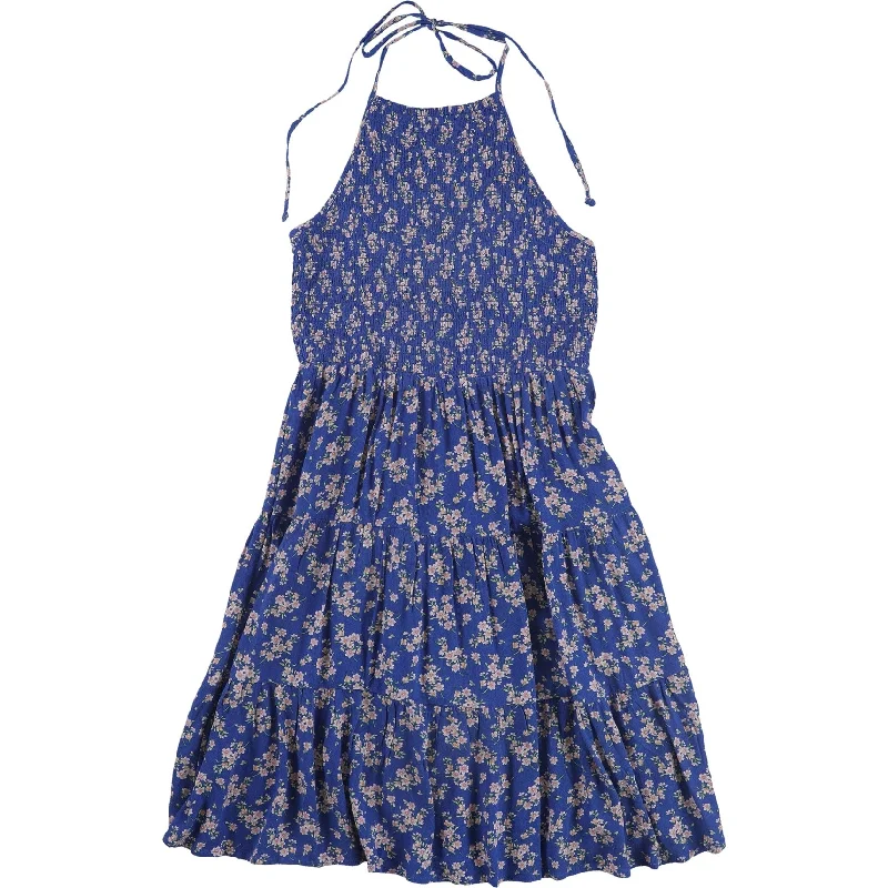 Cheap Women's Clothing Online American Eagle Womens Floral Ruffled Dress, Blue, Medium