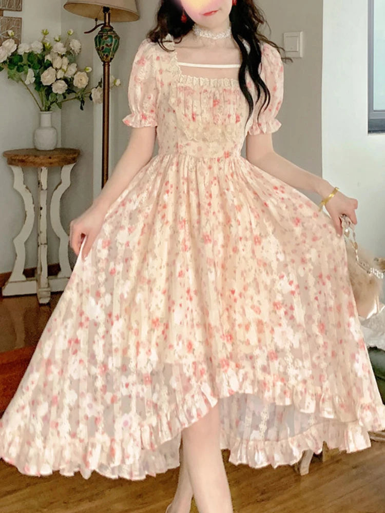 Women's Active Clothing DressBetty - 2024 Elegant Lolita Party Women Korean Fashion Holiday Floral Dress