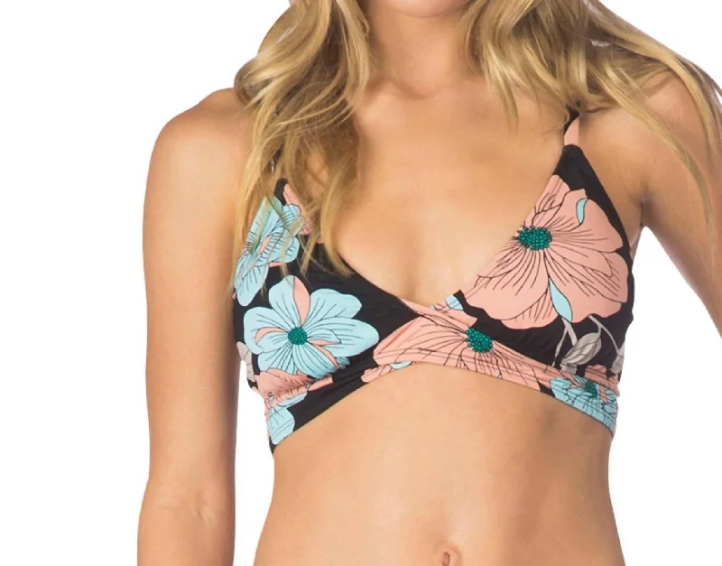 Elegant Women's Clothing Wrap Bralette Bikini Top In Bik 40 Flower Week