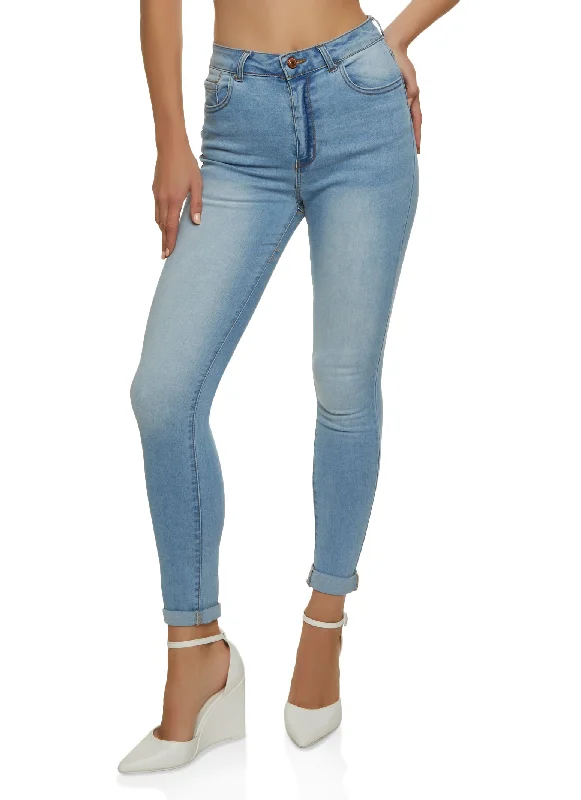 Women's Clothing For Work WAX Whiskered Rolled Cuff Skinny Jeans