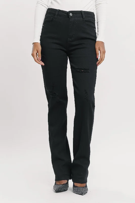 Women's Formal Event Attire Black Slim Fit Jeans