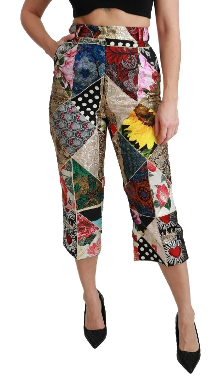 Summer Sale Dolce & Gabbana Elegant High Waist Cropped Silk Blend Women's Trousers