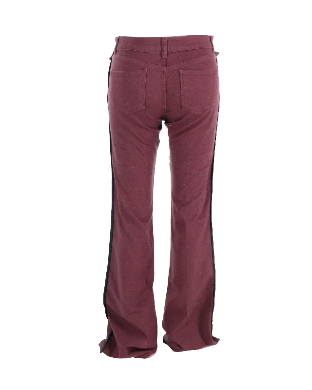 Women's Evening Wear Outfit Alexander McQueen Flared Jeans in Burgundy Cotton