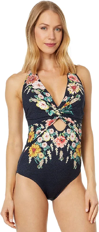 Women's Trendy Clothing Johnny Was Women Twist Keyhole Halter Neck One-Piece Swimwear Multicolor