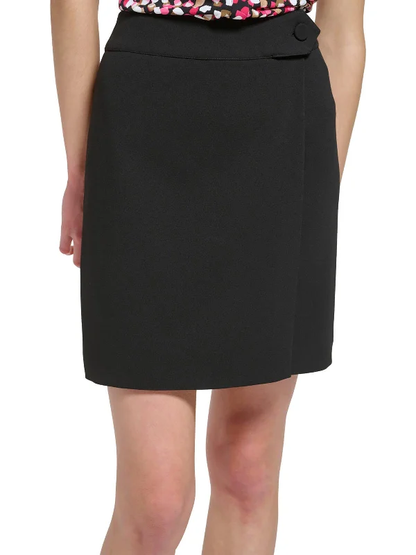 Extreme Clearance Deals Petites Womens Solid Crepe Wrap Skirt