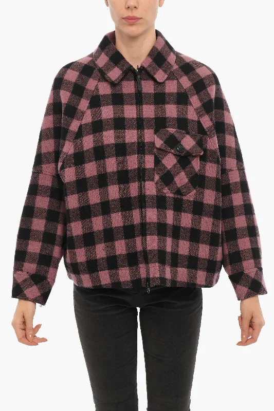 Women's Night-Out Clothes Woolrich Two-Tone Buffalo Checked Jacket with Zip Closure and Breast