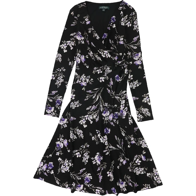 Flash Sales This Week Ralph Lauren Womens Floral Print Wrap Dress, Black, 2