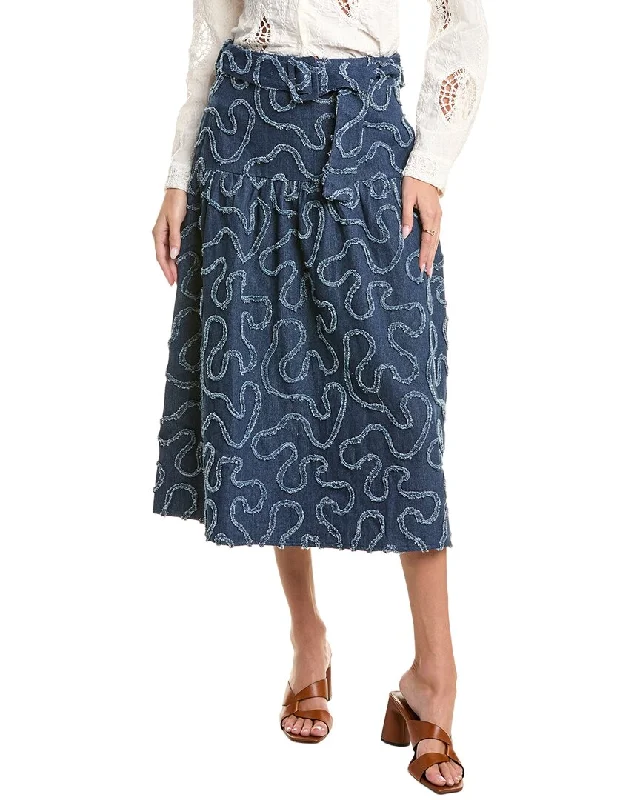 Women's Clothes for All-Day Comfort and Style Gracia Denim Distress Midi Skirt