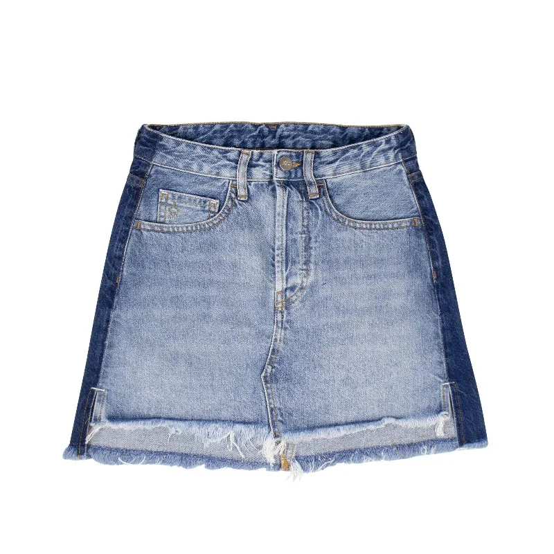 Women's Urban Clothing Vintage Wash Denim Mini Skirt - Blue